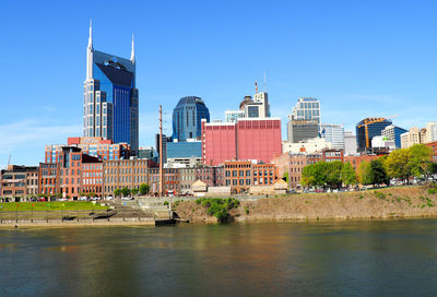 Nashville cityscape against clear sky
