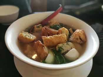 Close-up of soup in bowl