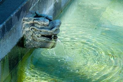 Close-up of water falling from sculpture