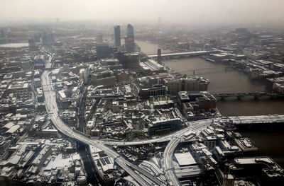 High angle view of city