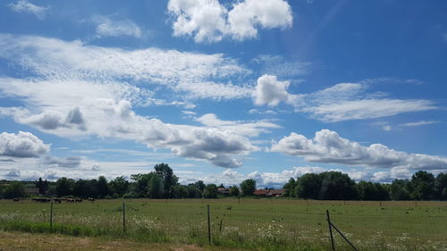 Scenic view of landscape against cloudy sky