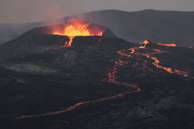 Amazing eruptions of fagradalsfjall volcano in iceland