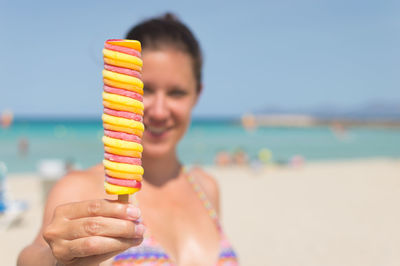 Woman holding ice cream cone