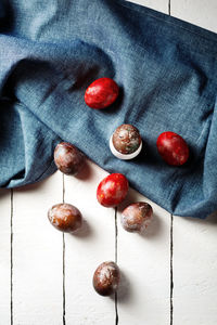 High angle view of fruits on table