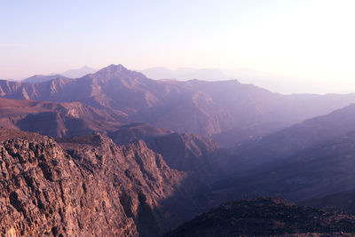 Scenic view of mountains against clear sky