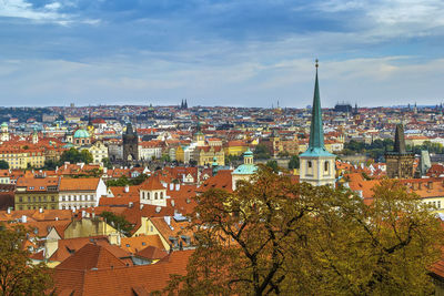 View of prague with st thomas church from prague castle, czech republic