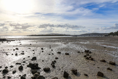 Scenic view of beach against sky