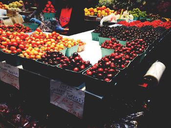 Cherry tomatoes for sale at market stall