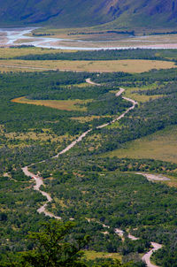 High angle view of field