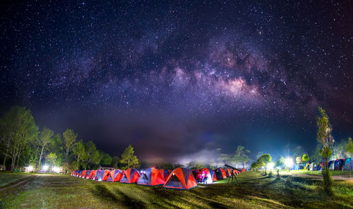 Multi colored lights in sky at night