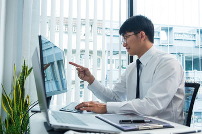 Man working on table