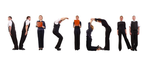 Group of people against white background