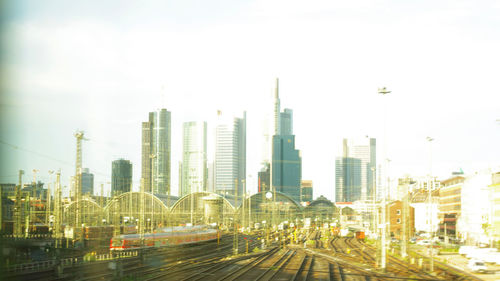 City skyline at dusk