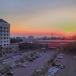 View of city at sunset