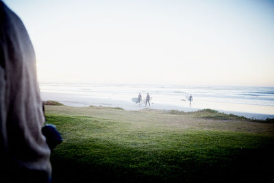 Scenic view of sea against clear sky