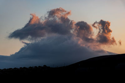 Scenic view of mountains against sky during sunset