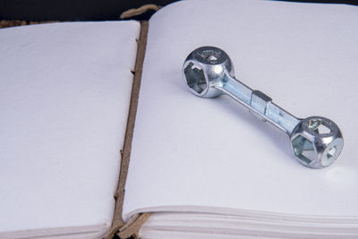 High angle view of chain on table