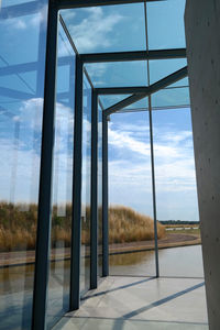 Scenic view of trees seen through glass window