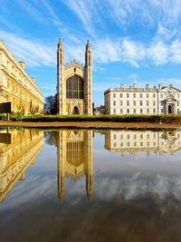 Reflection of buildings in lake