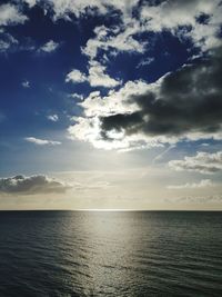 Scenic view of sea against cloudy sky