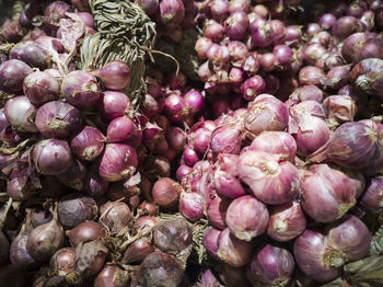 Full frame shot of onions for sale at market stall