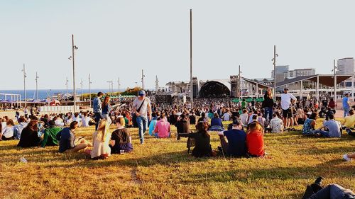 Group of people in stadium