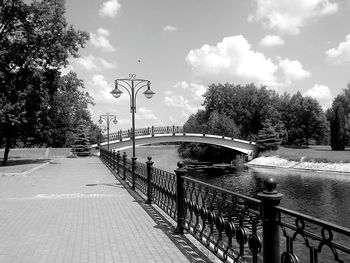 Bridge over river against sky