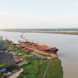 High angle view of sea against sky