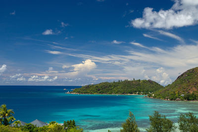 Scenic view of sea against cloudy sky