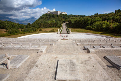 Zebra crossing on mountain against sky