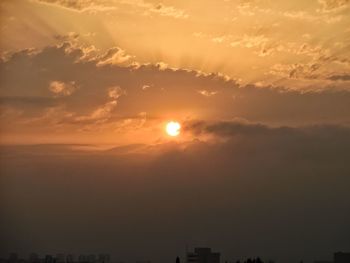 Scenic view of silhouette landscape against sky during sunset