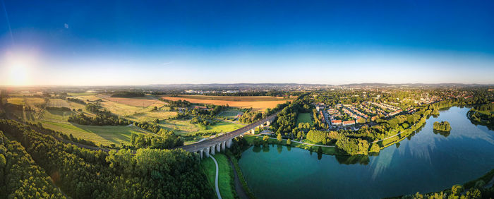 High angle view of townscape against sky