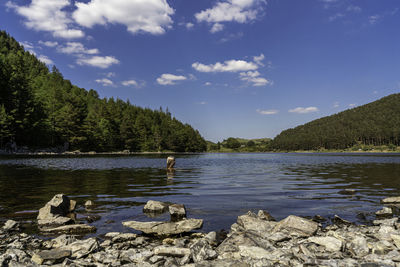 Scenic view of lake against sky