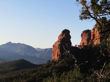 Scenic view of mountains against clear sky