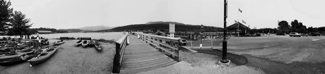 Panoramic view of beach against clear sky