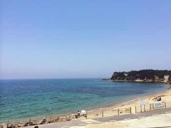 Scenic view of sea against clear sky