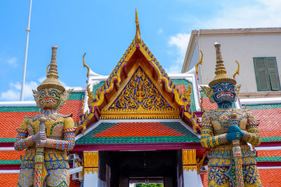 Low angle view of traditional building against sky