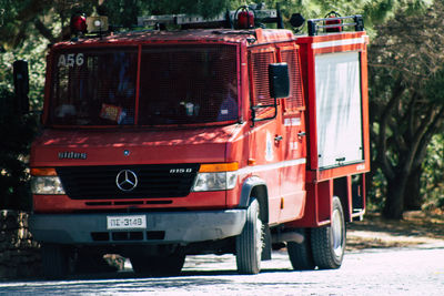 View of truck on road in city