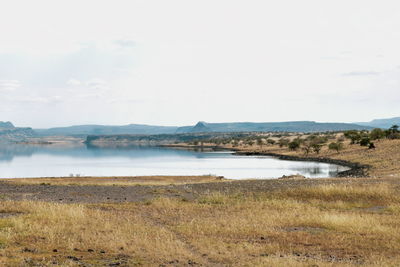 Lake with an arid background, lake magadi, rift valley, kenya