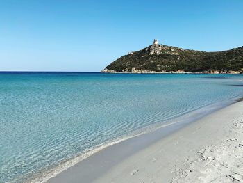 Scenic view of sea against clear sky