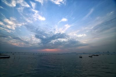 Scenic view of sea at sunset