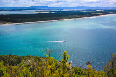 High angle view of sea against sky
