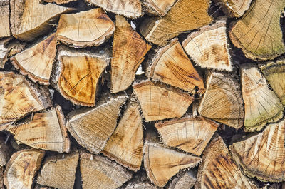 Stack of wooden logs at a fireplace