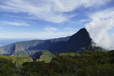 Scenic view of mountains against sky