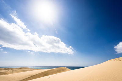 Scenic view of sea against blue sky