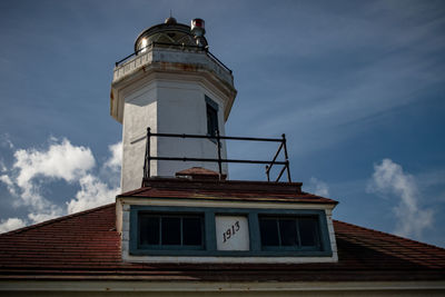 Low angle view of old building against sky