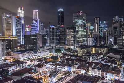 Illuminated cityscape at night