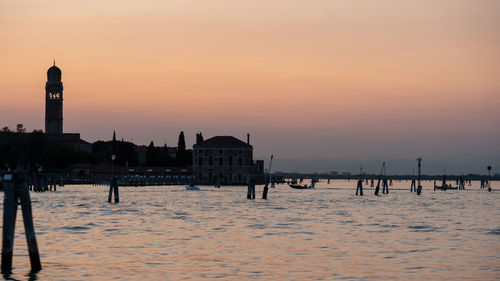 Scenic view of sea against sky during sunset. beautiful skyline in venice, italy. 