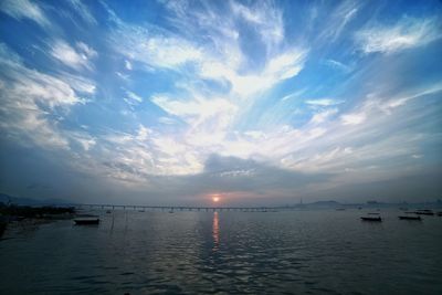 Scenic view of sea at sunset