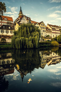 Reflection of buildings in lake